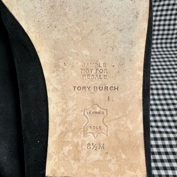 TORY BURCH Georgia Ballet Flats Black Suede Leather Square Toe Size 8.5 - Picture 4 of 4